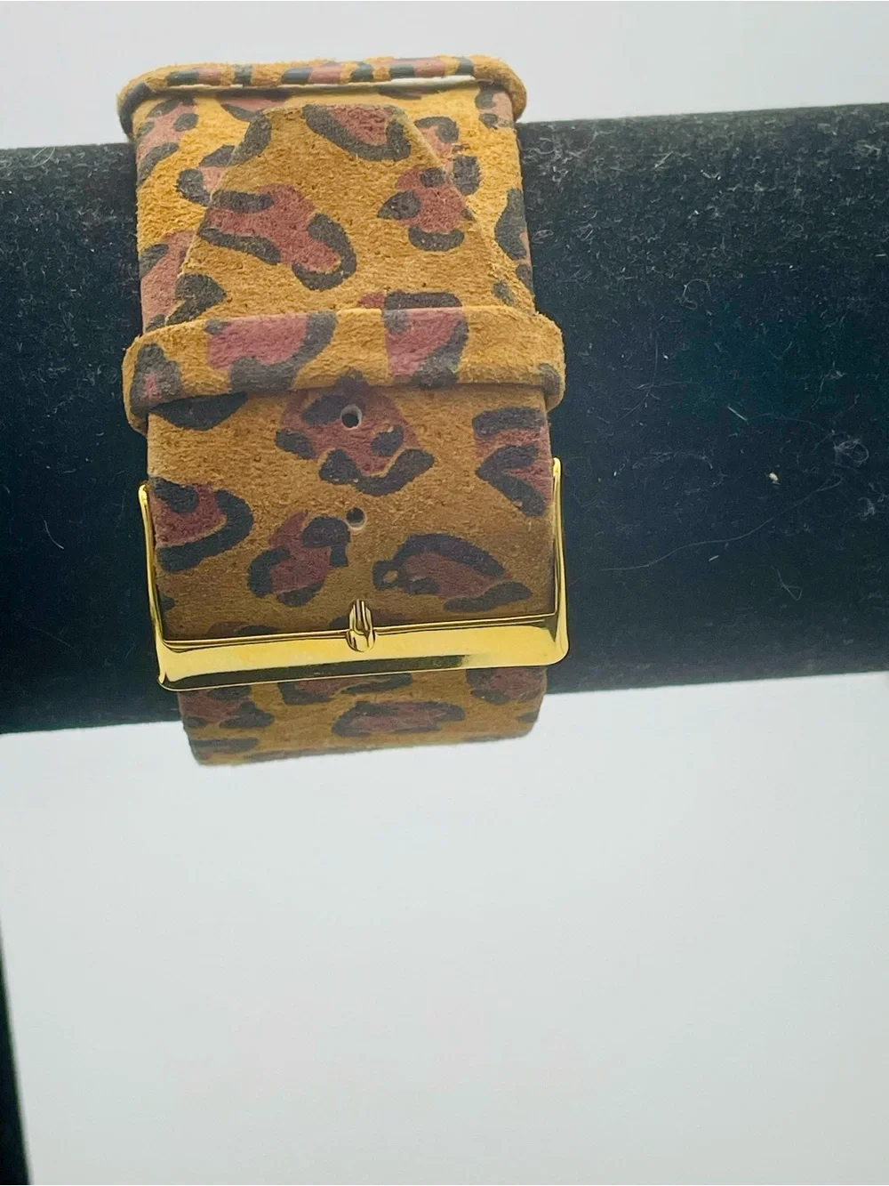 Joan Rivers Gold-Tone Rectangular Watch with Leopard Brown Leather Band. Sz.8